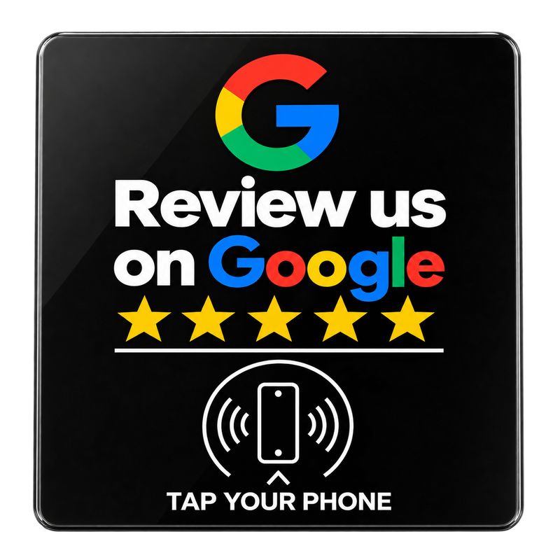 Placa Google Review NFC ReviewShop vista frontal