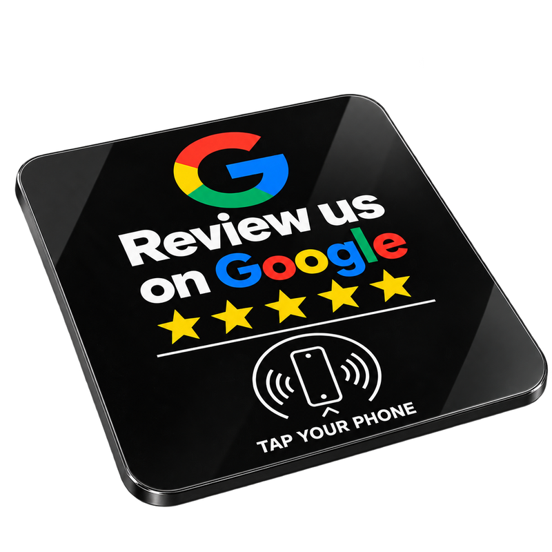 Placa Google Review NFC ReviewShop vista lateral