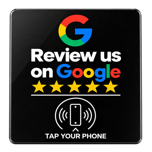 Placa Google Review NFC ReviewShop vista frontal